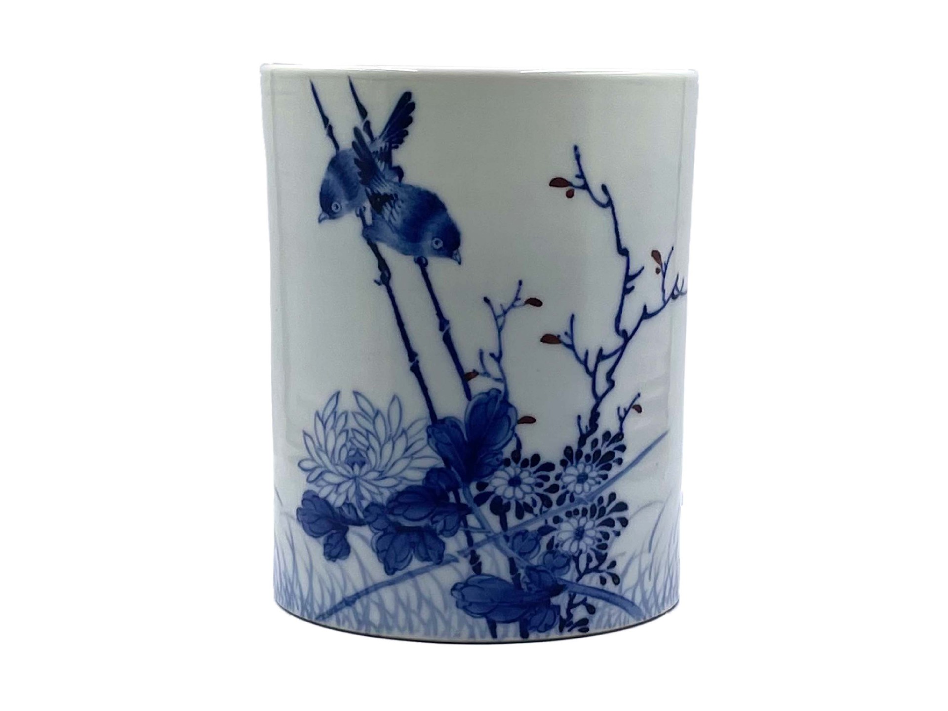 中国 青花花卉鳥文 八角面取瓶 C 2220Ａ 工芸品